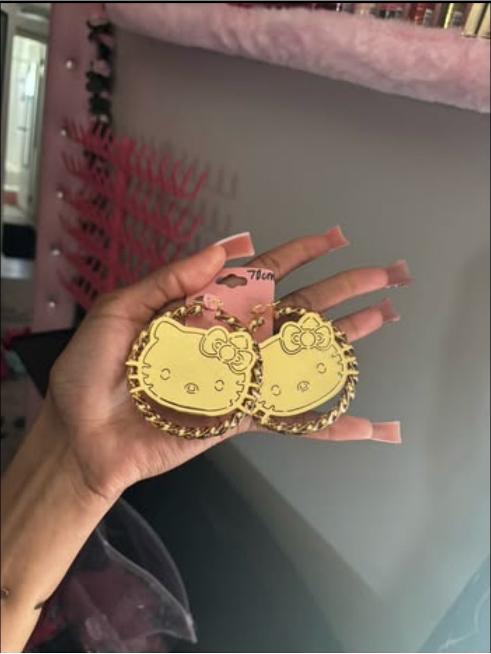 Hello Kitty Gold Plated Hoop Earrings